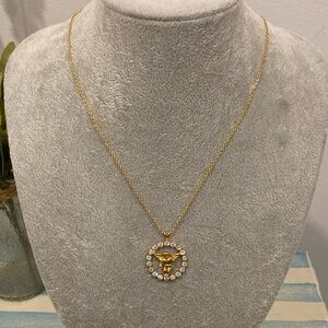 Goldtone Angel Necklace with Crystal Accents